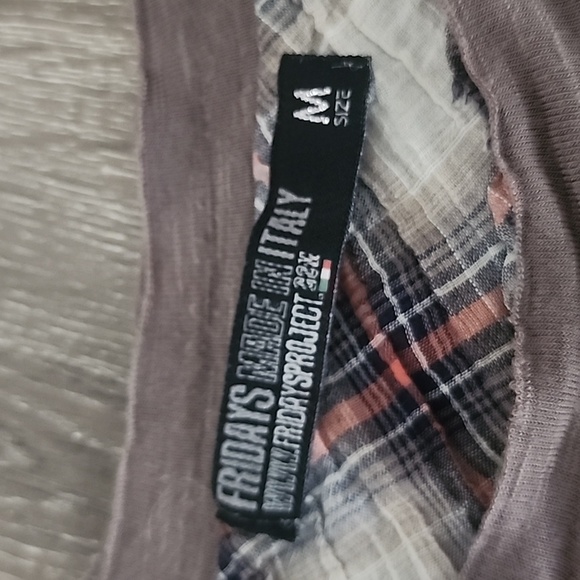 Fridays Project Made in Italy Mixed Media Splatter Paint Scoop Neck Tee Medium - Picture 3 of 8